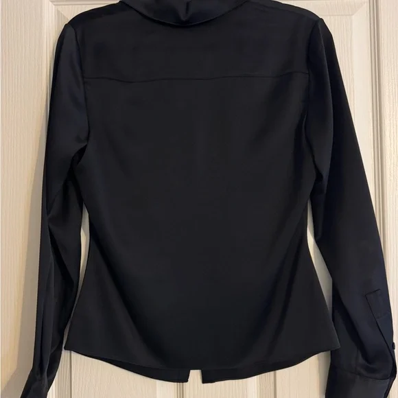 Theory Black Ruched Front Blouse - Picture 3 of 4